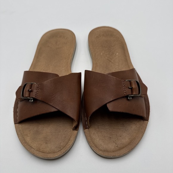 Sperry Seaport Brown Tan Gel Sole Side Buckle Slides Sandal women's Size 6.5 - Picture 1 of 7
